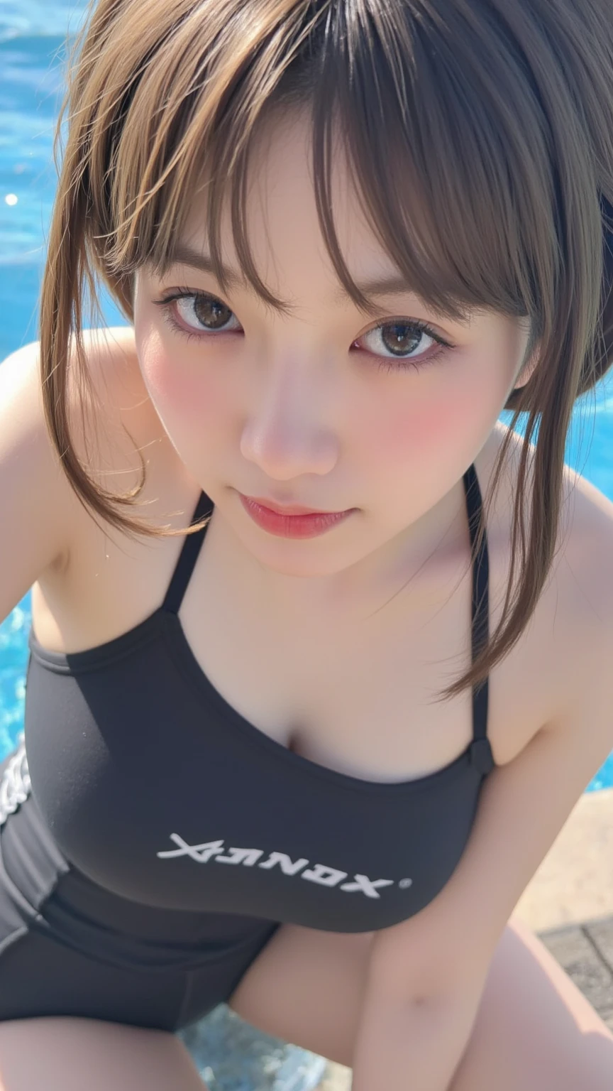 (masterpiece), (Highest quality), (Very detailed),(Disheveled Hair),(shape), (One Girl), (bikini), Are standing, Fashion Model, View your audience, (interview), (Beach),Beautiful details, Delicate and beautiful face, floating,(High chroma),(Colorful splashes),Colorful bubbles,(The Shining), Focus on the face,  Hair Ring, Floating Flowers, Floating Hair, (The Shining), Best lighting, Best Shadow,