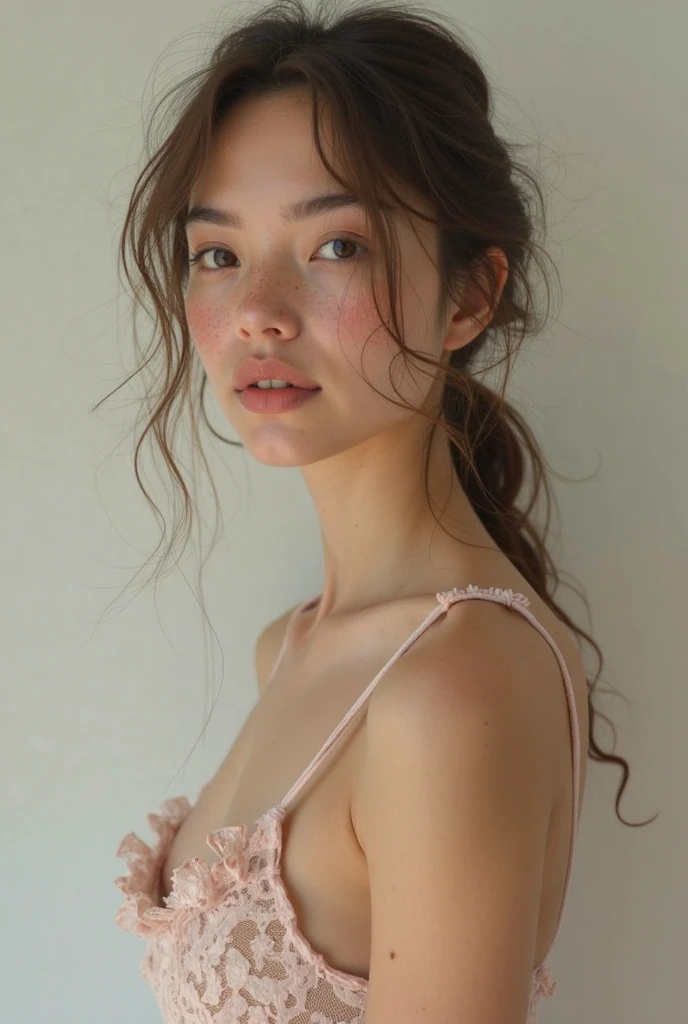 ((best quality)), ((masterpiece)), (detailed), perfect face , bath in rose bathtub , tight dress silk dress super detailed face wet dress big breast clavage ,rose flower  in bathtub very big bathtub wet body water drop in her body , eating salad food 