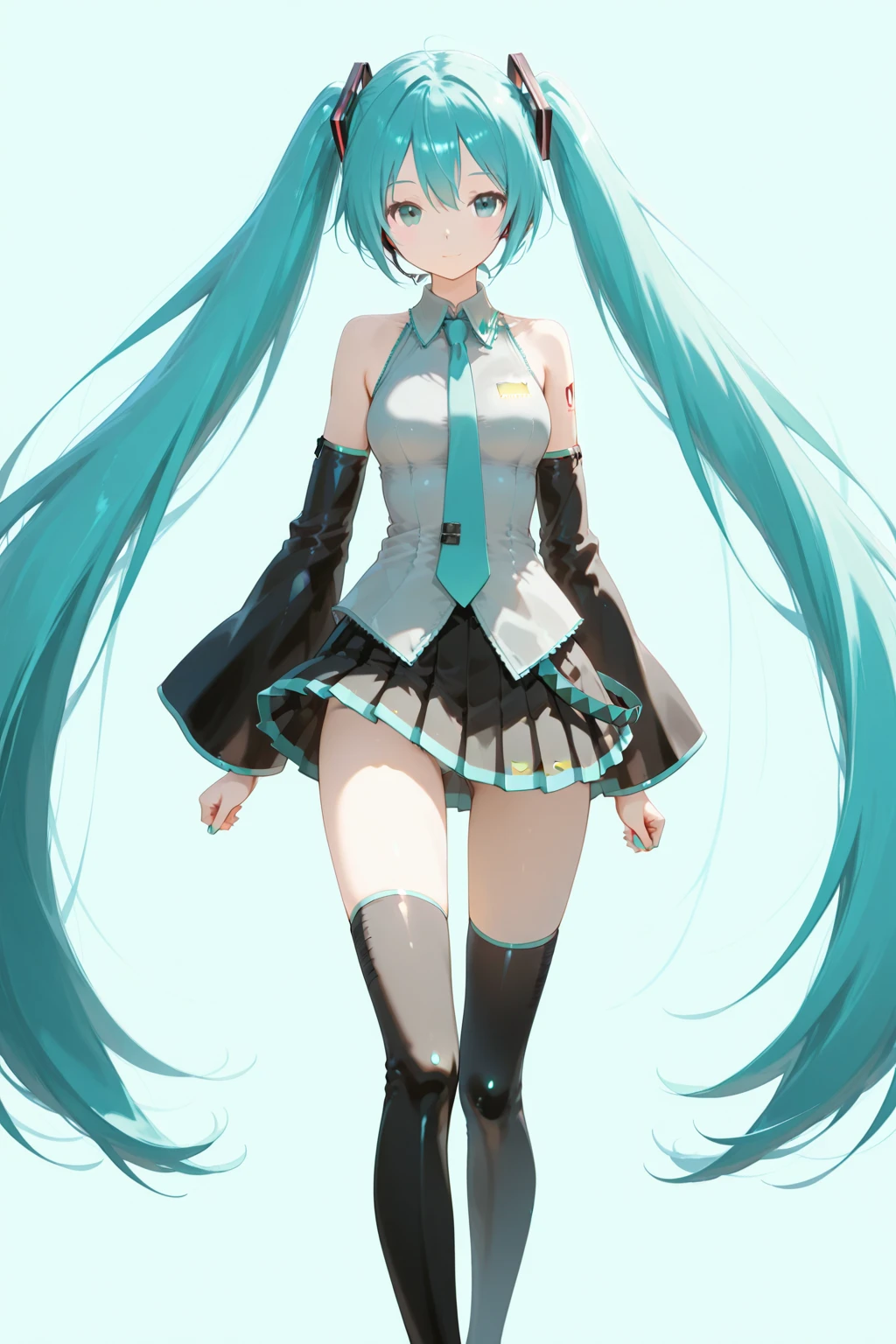 (1 girl),(high quality), (High resolution), (extremely detailed), (8K),(lower body shot),(Hatsune Miku is wearing panties under her evening dress and navy pleated skirt.),(wearing black knee-high stockings)not wearing shoes,perfect writing,(Beautifully erect nipple shape:1.2),High resolutionの美しい目,(neutral white lighting:1.2),Dancing in another world with strong winds