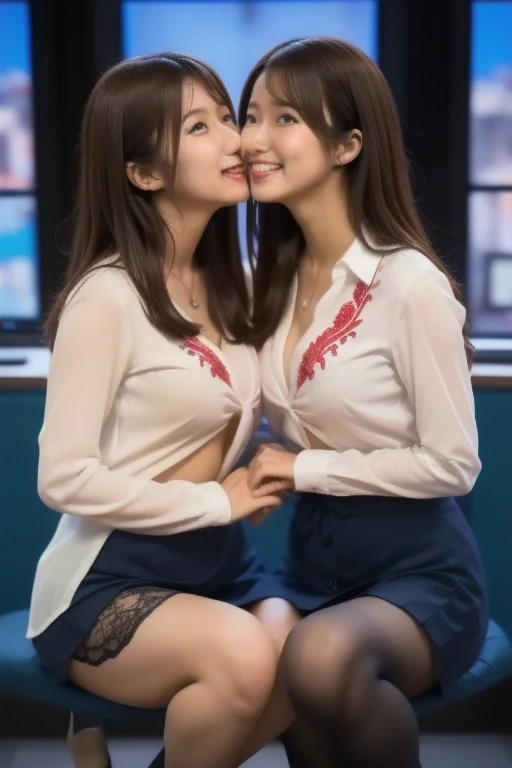 18 years old ((beautiful woman )) writing report in the office of tv station, bob hair, whiteboard, studio lighting, cinematic light, bio luminescent, (masterpiece), realistic, (25yr old female), beautiful face, underwears, bra. open buttons, linen mini skirt, studio lighting, transparent, see through, nsfw, 3 girls. beautiful look, japan european look, beautiful black eyes, perfect ???????, bob hair, adult princess eyes, 8 life size, 8k resolution, highly detailed, amazing incredibly beautiful 25-something japanese woman , detailed hairstyles art by jean-baptiste monge, arthur rackham, pyle, j.cleyendecker, gurney, tony diterlizzi, peter deseve, bob hair, open all shirt buttons. office rooftop. small bra. small breast. tiny breast. tiny bra. nipples reveal