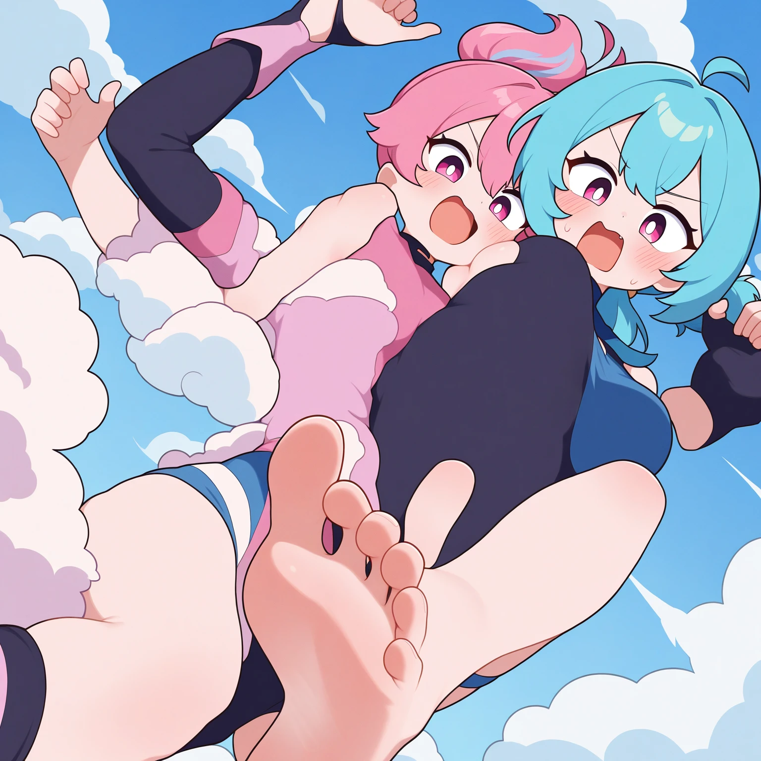 On all fours，From below，hot summer，skirt，Cleavage，Butt