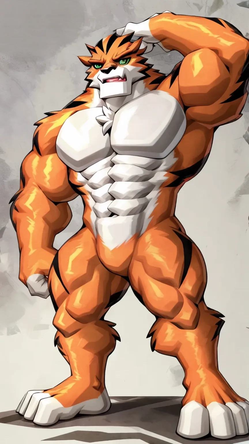 score_9, score_8_up, score_7_up, score_6_up, score_5_up, score_4_up,best quality,1boy,solo,muscular male,hi res,8k hd,looking at viewer,arms_raised,(by cartoon-network,by kamyuelo:1.5),masterpiece,best quality,(rath_(ben_10),orange skins):0.9,solo,hi res,8k hd,((nudiest:1.7)),green eyes,(((no pupils:1.7))),full body shot,((show legs&feet)),white background,(((rugged body,wide_chest,wide_abs,wide_legs,wide_feet,big muscular,better eyes,better pupils))),standing,confident dramatic muscle-man posing