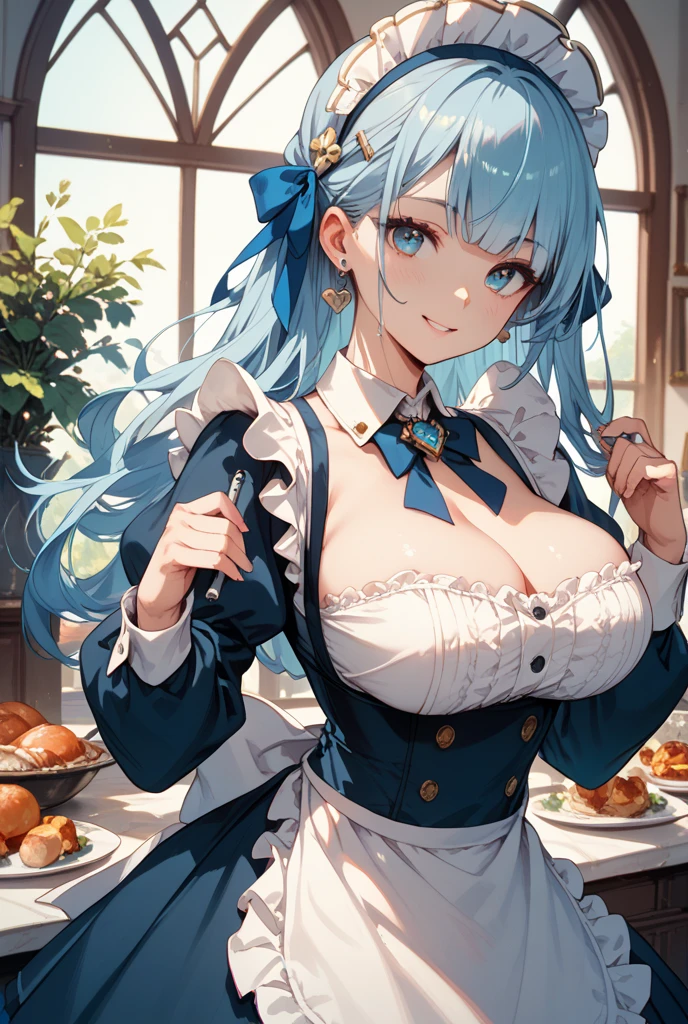 最high quality、Best image quality、masterpiece、With a girl((cute、18-year-old、Best Bust、Medium Bust、Beautiful Blue Eyes、Spread your chest wide,Pastel Hair、ponytail、Disheveled Hair、thin、Highest Valley、Pastel Dress、smile、necklace、Wristband、))high quality、Beautiful art、background((Pastel Room)),Tabletop、Exquisite design、Visual Arts、Written boundary depth、Best lighting、Highest detail、8k