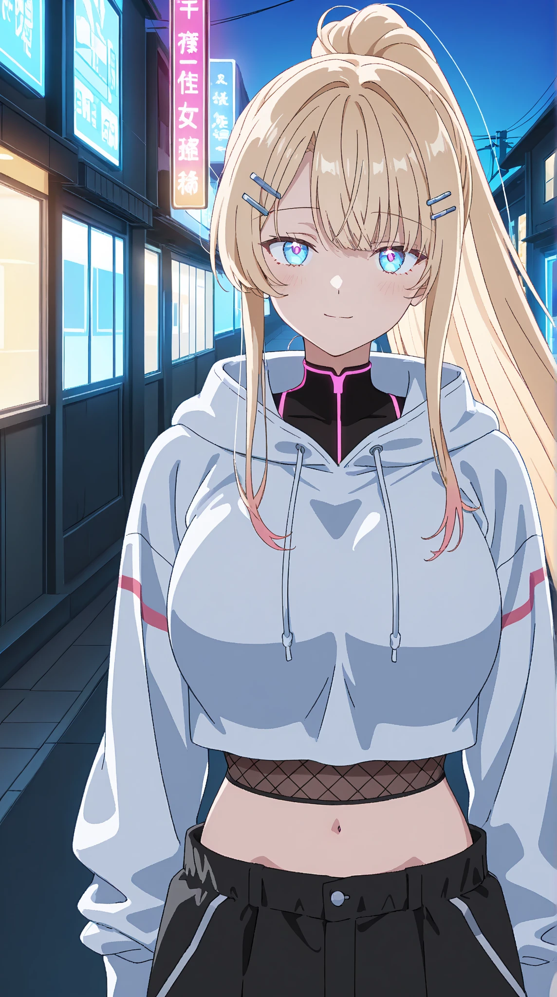 blonde Hooded clothing pink color big breasts