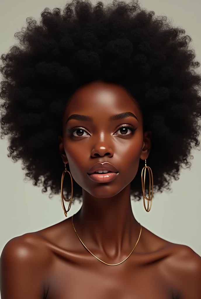 (Best Quality:1.1),original,1 girl,elegant,trends,pacifier,Afro,Dark skin,make up,1970,psychedelic