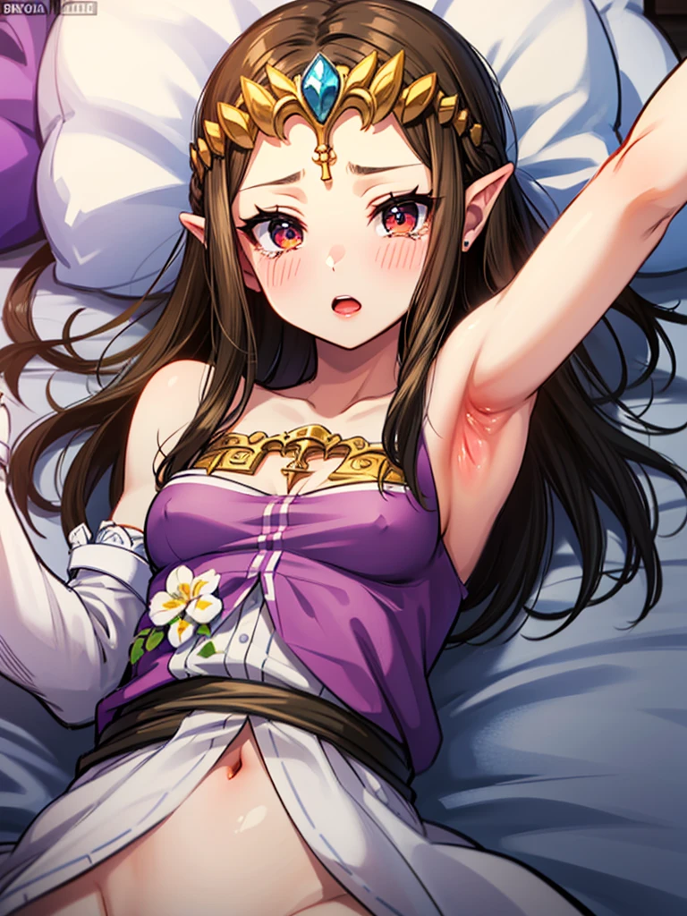 ((POV)),((((Being pushed onto the bed)))),((((Spread your legs)))),((((Sex)))),((Cum in pussy)),(((Long Hair)))),((Grabbing your legs with both hands)),((((Exposed shoulders)))),Princess Zelda, ((Highest quality)),,(Very detailed) ,((Purple blouse)),((Put your arms behind your back)),Brown Hair,((Embarrassed look)),Blushing, ((Highest quality)), (Very detailed),((close your eyes)),(((cry))),Nintendo, The Legend of Zelda),cry face,Blushing,((alone)), ((Highest quality)), (Very detailed), ,