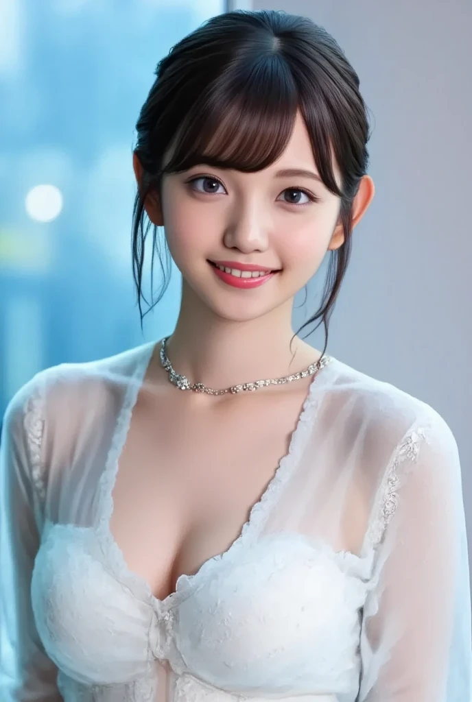Pee (incontinence: 1.47), fashion trendy beautiful and attractive woman, gentle and attractive Chinese beautiful woman, Korean (kpop idol), delicate and sexy collarbone, attractive oval face, double eyelids, smart [peach] flower eyes, pink lips, small nose, bare shoulders, focus on face, [[face close-up], ultra high definition, super detail, White off-shoulder lace shirt, (((white lace panties), fresh and impressive, natural (large: 1.25), (kneel on the ground), (legs wide open), (legs spread), (from a low angle), (upright 1.5), (shiny skin: 1.4), (low angle)), perfect figure, areola, cleavage, armpit wrinkles, (floor urine)), (NSFW: 1.05), ( Showpiece, top quality, high precision)), one girl, (big, photorealistic: 1.4), (slightly above the camera, looking up at the camera, looking up, looking up at the camera, staring at the camera))), solo, solo, white background, snow-white background, mouth closed, happy smile, pretty black hair, short hair, big eyes, pronounced double eyelids, eyelashes, ears out, long neck, long neck, Absolute area, ((close-up of face, short hair with bangs)), 19 years old, attractive proportions, shiny skin, clean collarbone, golden ratio face, perfect face, teardrop mole, chest mole, bangs, clean bangs, beautiful bangs, lip gloss, thin lips, white skin, undressed, big breasts, small face, staring at the camera a little upwards, ((smiling a little at the camera, really nothing pure white background, very big, big big, big breasts)), ((((uniform, shirt))))
