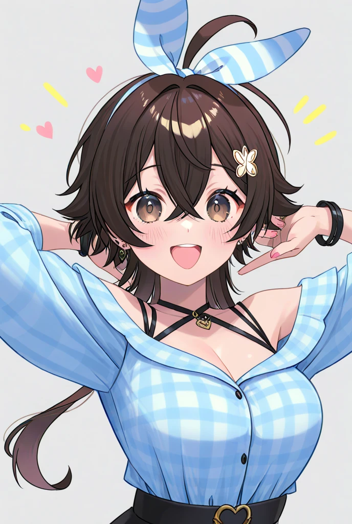a sticker、おっぱいのa sticker、Baby Face、From Side、sorcerer、(((Super close-up of the chest、Colossal tits、cleavage of the breast、I mainly draw the chest)))、Depiction of only the chest、Smile with mouth wide open、simple background、white backgrounid、