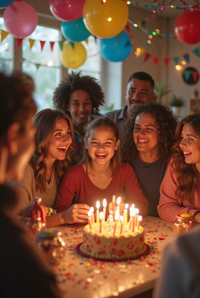  She is having a birthday. Friends are singing happy birthday.