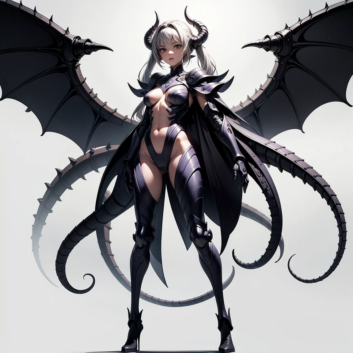 make an outfit for a fashion game. the theme is fantasy, gothic, black, grunge,
make the model pose full body, frontwards.