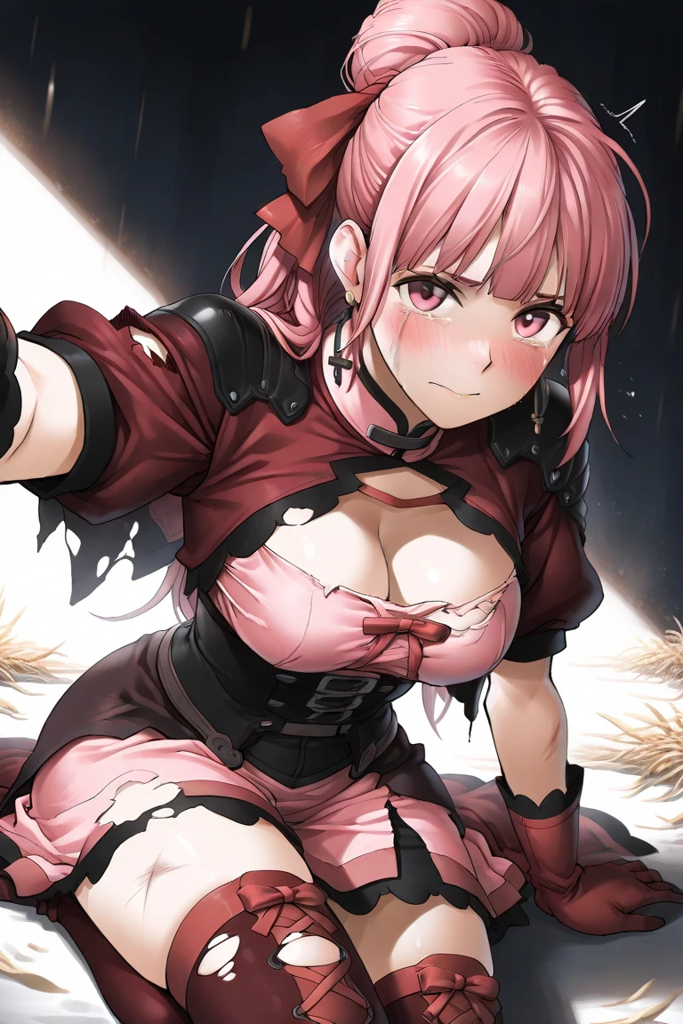 1girl, solo, madoka, bikini , big breast, red lipstic, bimbo, curvy, standing