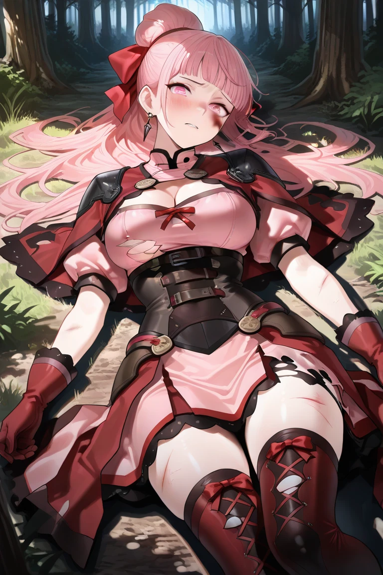 masterpiece,best quality,official art,extremely detailed CG unity 8k wallpaper, spread , naughty_face, one breast out, no bra, vibrator in thighhighs, adjusting_thighhigh, masturbation, oral/, shaved_pussy,