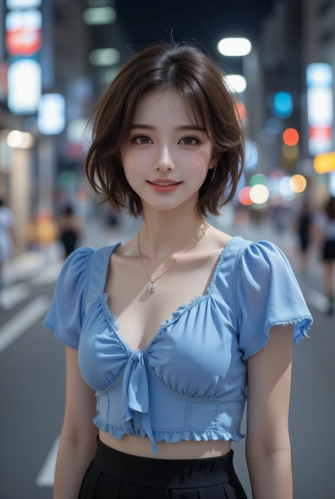 ((top-quality、masterpiece:1.3))、((Russian beauties))、1 female:2.0、18year old、Colossal tits:1.3、Slender body type:1.1、Toned abs、Brown hair、short-cut、Detailed lips、detailedeyes、二重まぶた、blue eyess、wide Shots、(Raw photography、top-quality)、(realisitic、Photorealsitic:1.3)、top-quality、masterpiece、extremely delicate and beautiful、extremely details CG、 absurderes、A smile、Erotic face、Street、Fours、Slouched、Nokezoru、Brown Off Shoulder Dress、Strong smile、model poses、Looking to the right