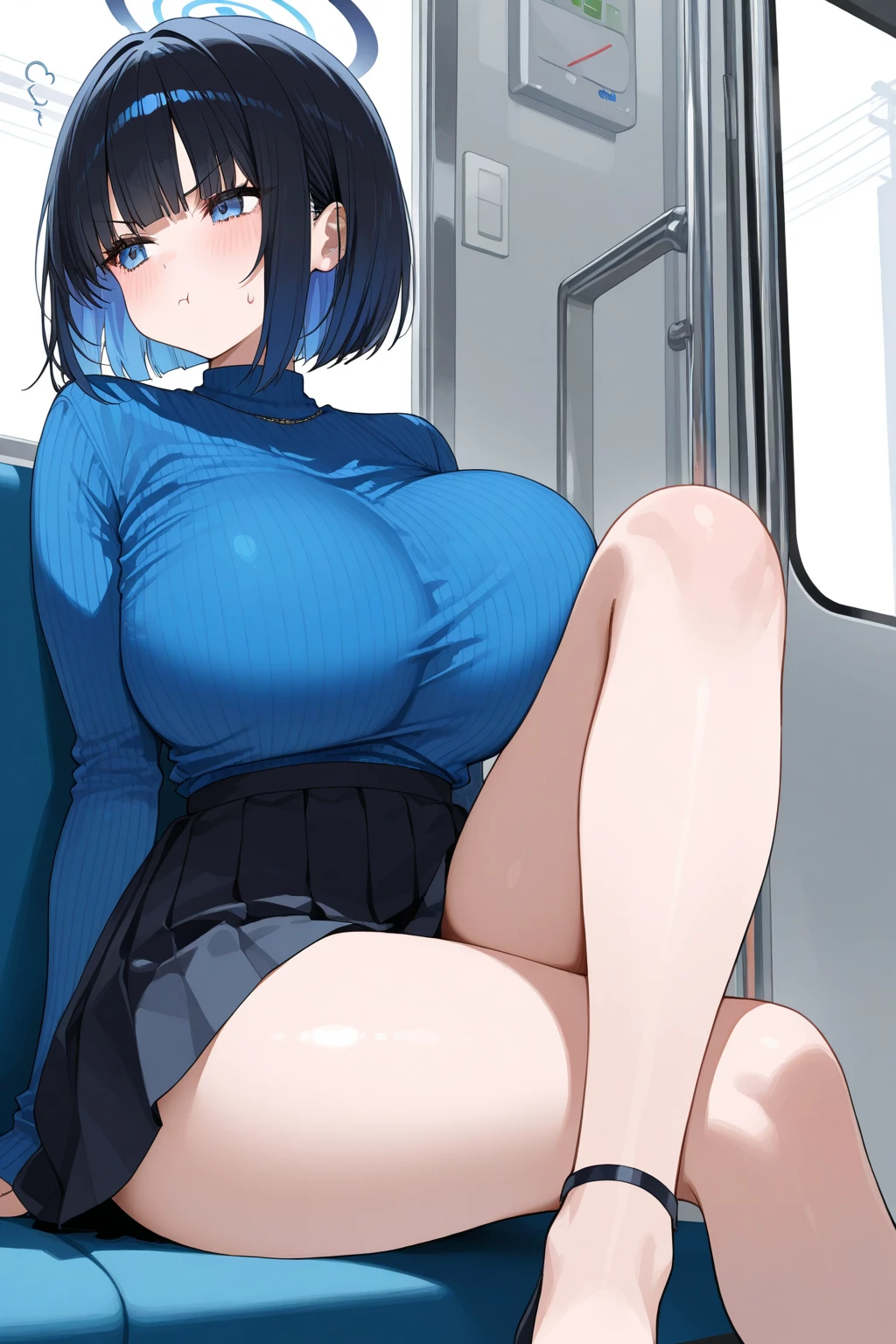 woman,Completely naked,Bob Hair,blush,Large Breasts,woman器,Clothes and underwear scattered around,womanの自慰行為,Nipples get erect,woman器から白い液が大量に流れる,開いたwoman器,woman器を右手で触る,Company Office