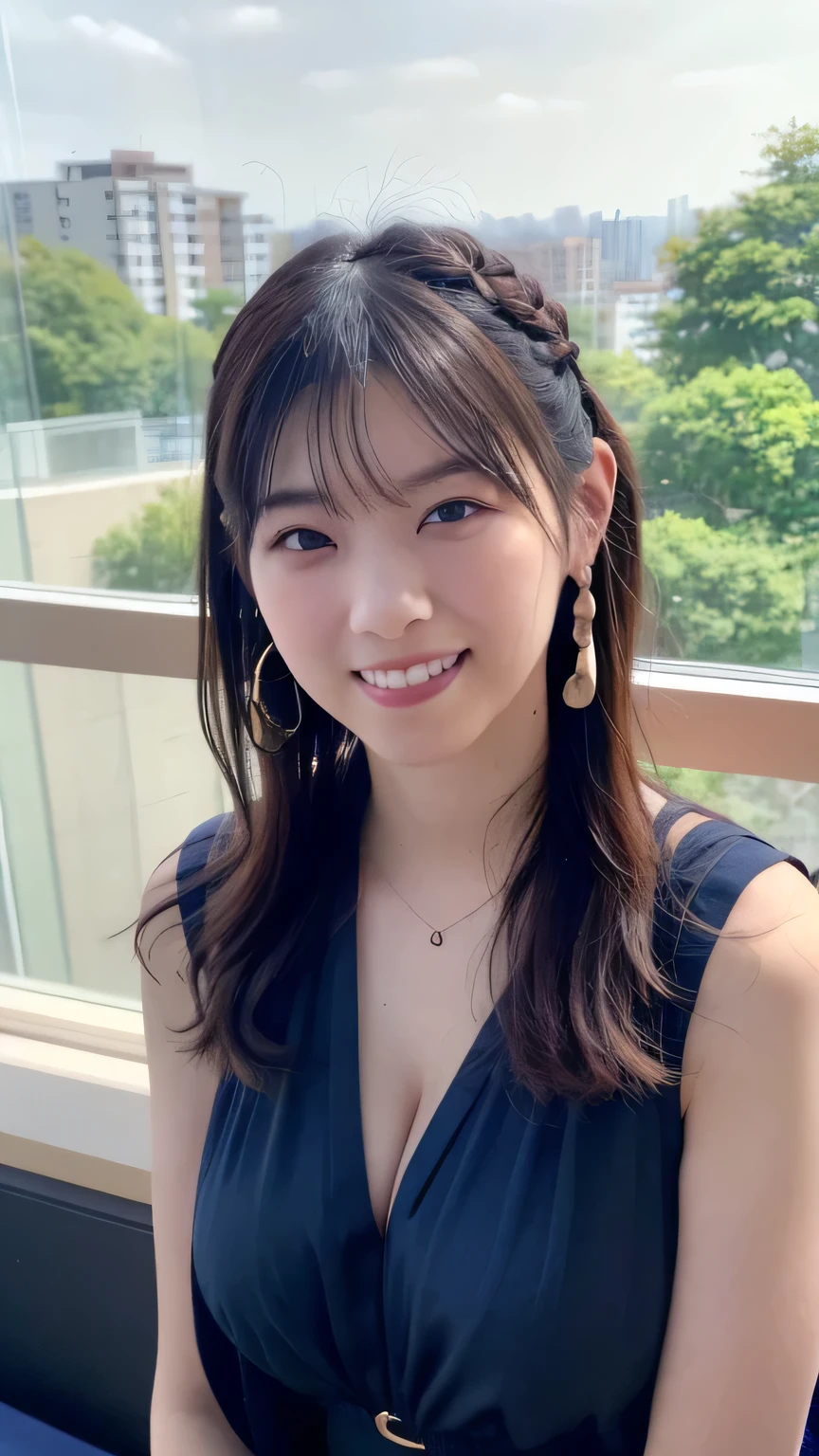 1 Girl ,Highest quality, Ultra-high resolution, Highly detailed skin, Physically Based Rendering, Small breasts, Flat Chest, Down blouse,(14 year old Japanese student, Decorative fine bra , Overlap short sleeve blouse, Small breasts, Sensual ),Sitting, Crouching on the train, short hair, necklace ,close,From top left ,Focus on the chest ,High brightness