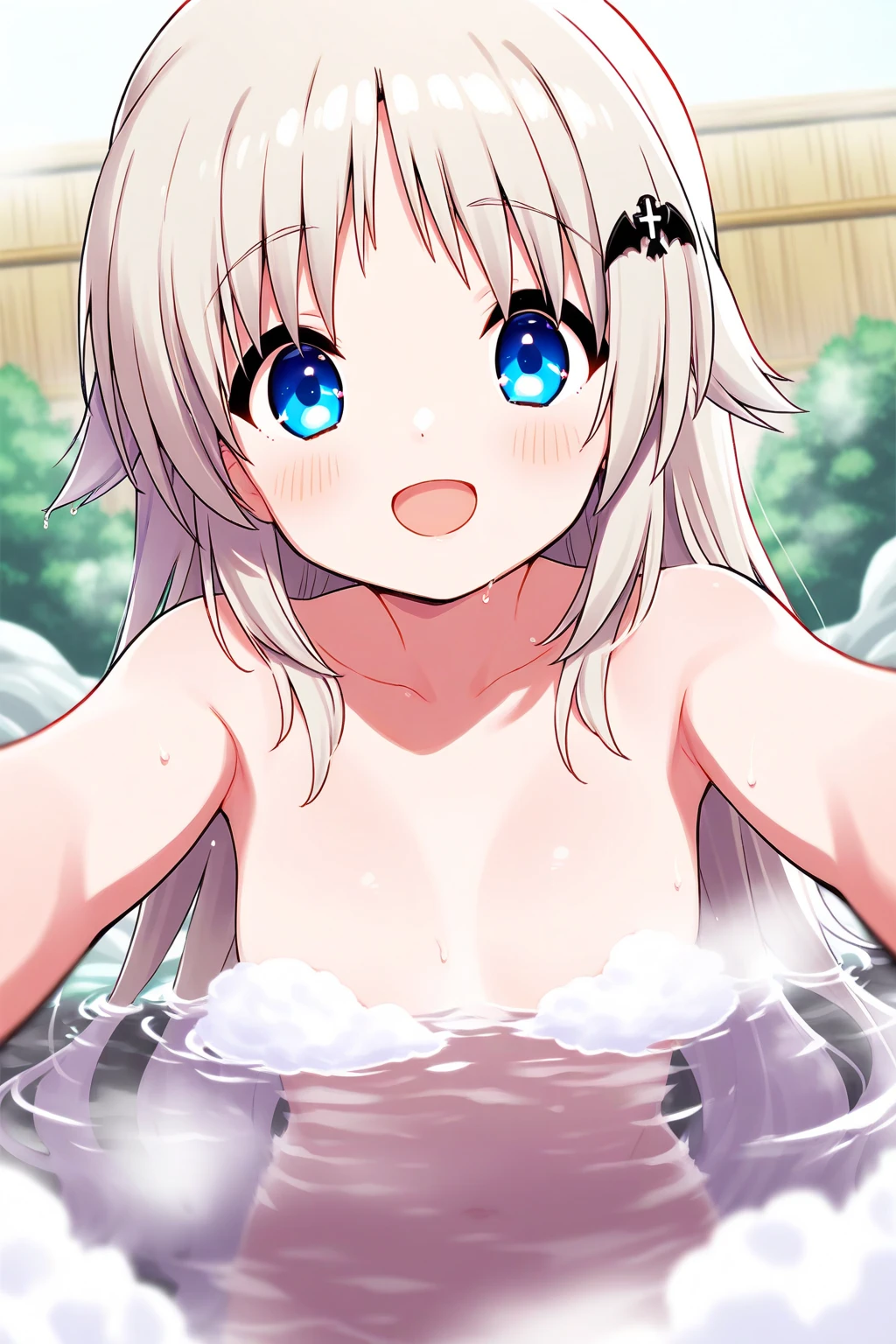 ((masterpiece)), ((best quality)), (ultra-detailed), anime style, bath, a cute girl, 1girl, solo, nude00, ((beautiful eyes)), smile, ((open chest)), ((cute nipples)),