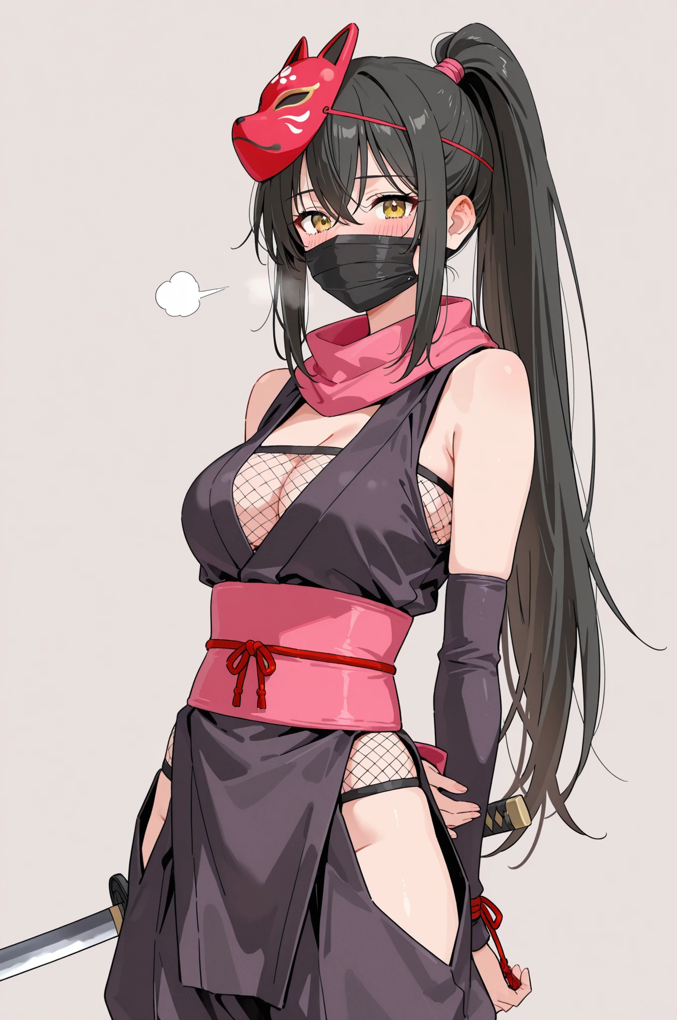 (absurdres, 8k, 4k, masterpiece, hyper extreme detailed:1.2), solo, front view portrait, best quality, portrait, solo, adult, cowboyshot, perfect anatomy, 1girl, perfect face, expressive eyes, perfect eyes, t-shirt, standing up, standing against wall, chabashira tenko, twintails, hair ribbon, hairband, choker, swimwear, bikini, swimsuit, bikini bottoms, cleavage, hands on hips, large bust, bound, bondage, (arms behind back:1.4), bdsm, tape gag, tape, tape bondage, close-up, restrained, best anatomy, half body, taped thighs, taped legs, legs together, tape wrapped, wrap gag, tightly bound, tape wrapped around face, standing, very long hair, standing up, standing against wall, green eyes
