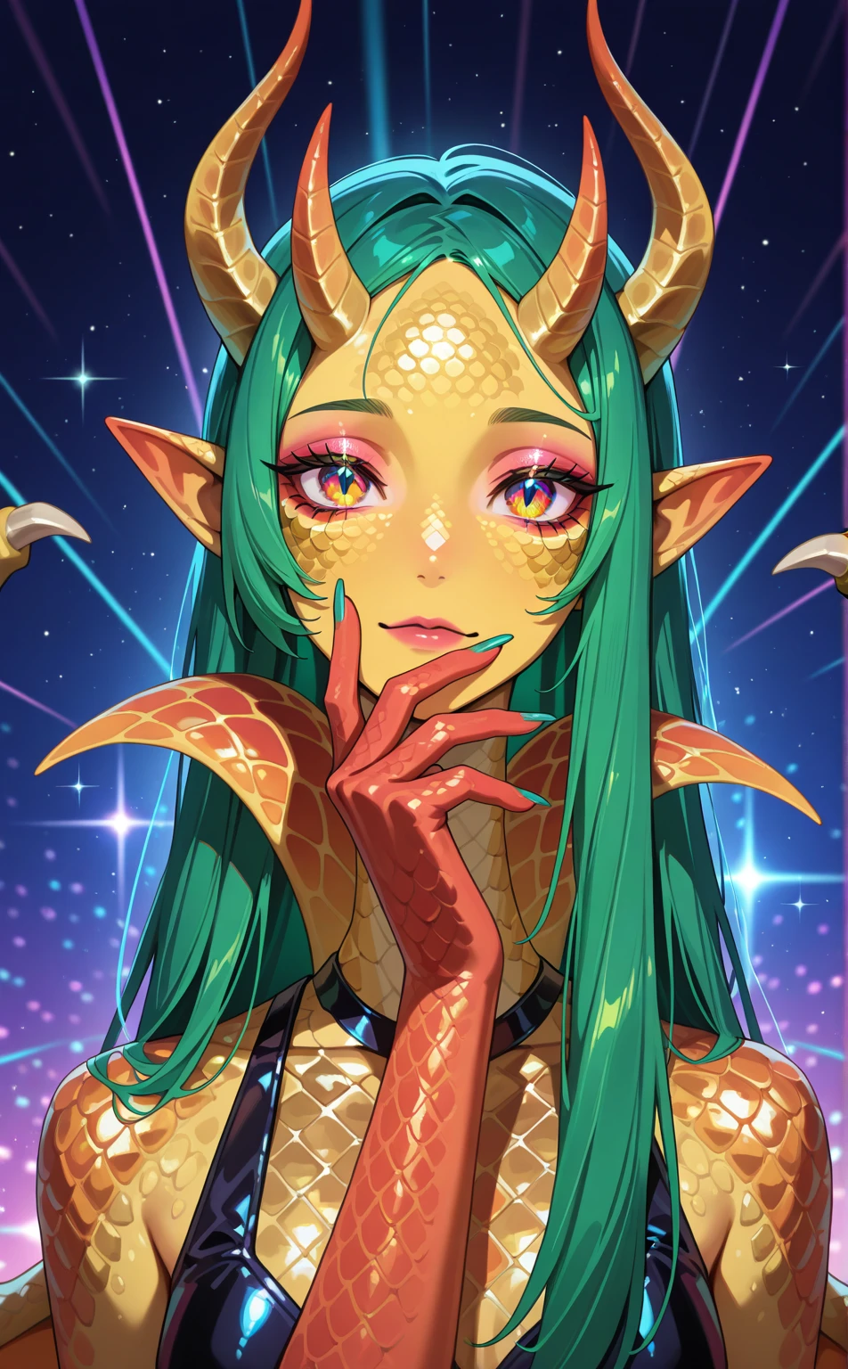 Woman wearing hot water dripping tentacles、Guyver Style、wicked smile、A woman has tentacle servants around、Scarabeleploid、Cel Shade Adult Animation、Metroid Suit、long-hair