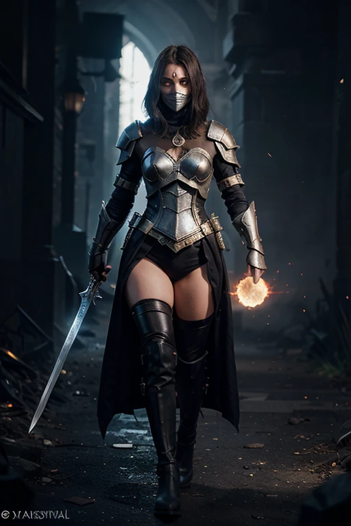 Design a dark fantasy character inspired by Gal Gadot as Nyx, a regal warrior with a tall, statuesque figure and piercing gaze. Dress her in radiant, celestial armor with wings of light and a spear that shines with cosmic energy. Emphasize Gadot’s grace and strength