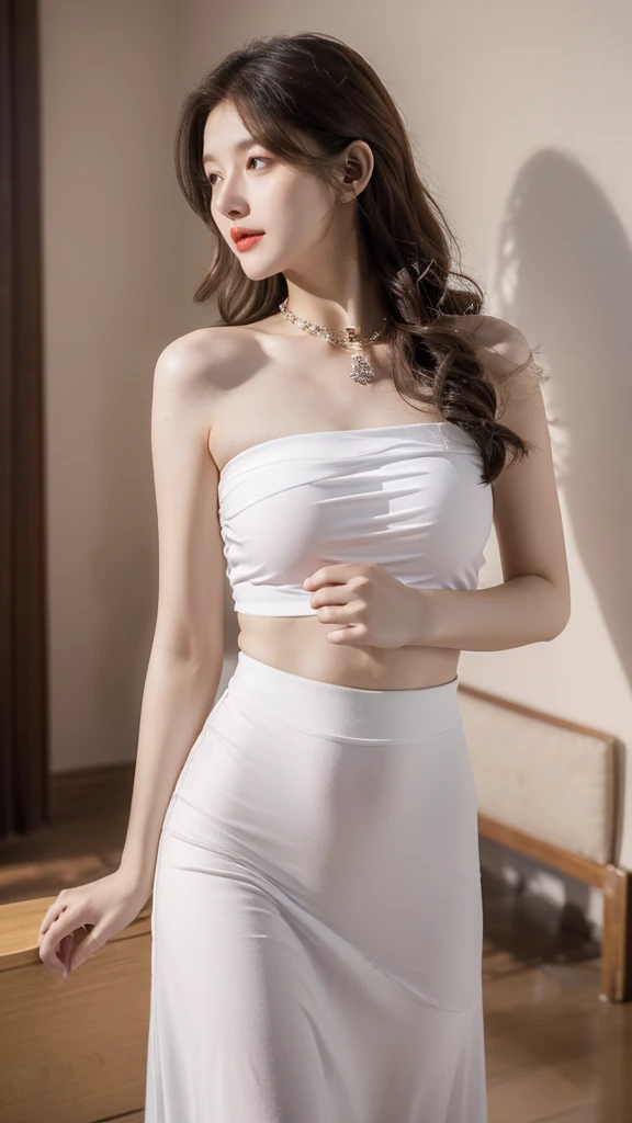 top Quority，Gloss on lips，Fair skin，Clean collarbone，s the perfect face，Perfect chest，skirt，beautifullegs，Random actions，Random environment
