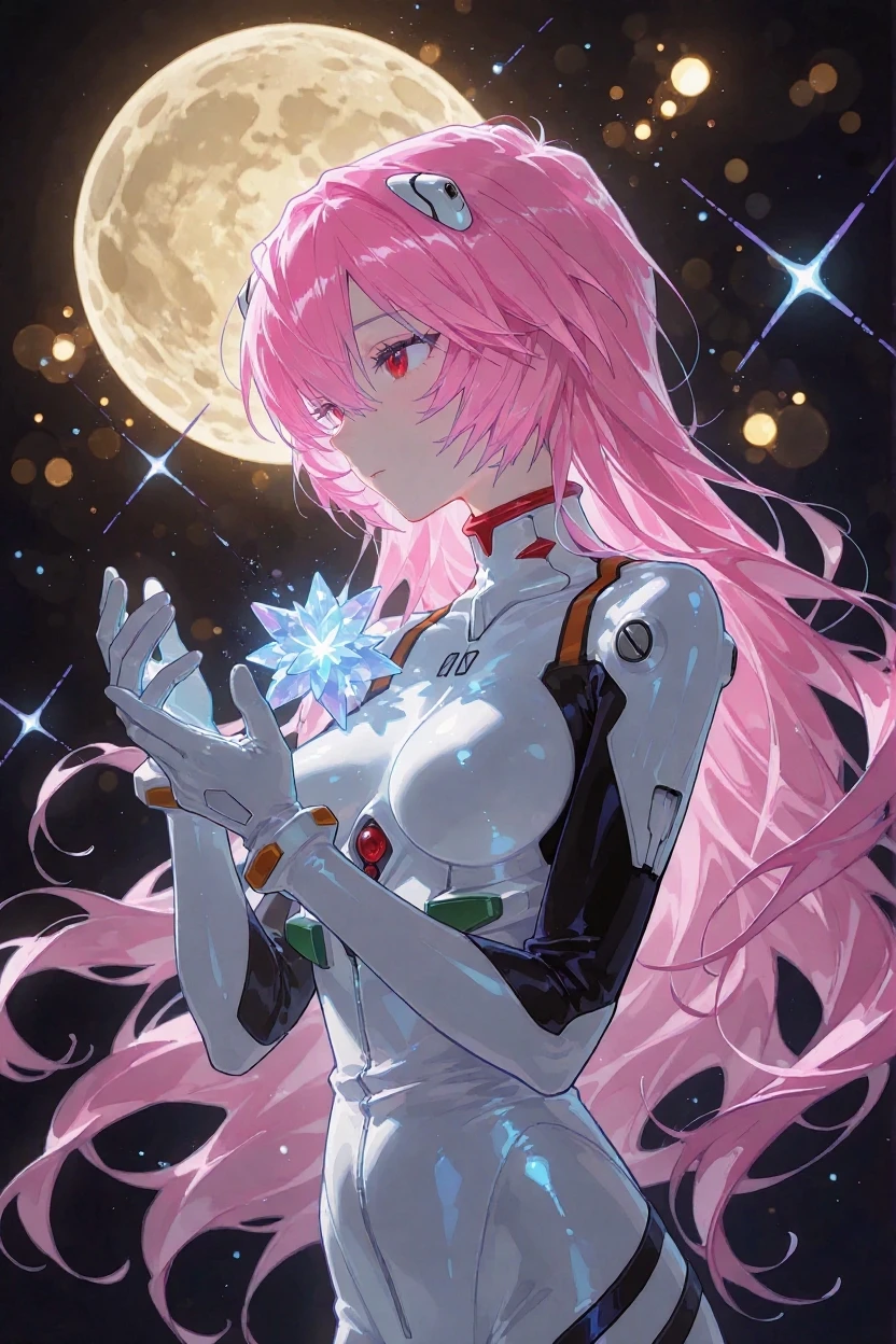 zero two \(darling in franxx\), darling in franxx, 1girl, bangs, bite, from behind, shadow, green eyes, hair behind head, horns, long hair, looking at viewer, big ass, makeup, small breasts, pilot suit, white suit, pink hair, red eyeshadow, science fiction, tight skin, solo