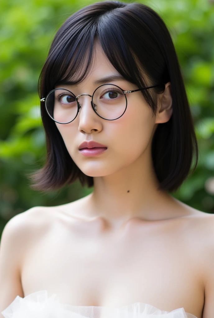 fullnude、Glasses, Black short hair, Japanese high school girl, Oblique eyebrows, Single eyelid , Sad face, Full body photo, shed tears,Naked、fullnude、not any dressed、Reflecting the whole body、rice fields