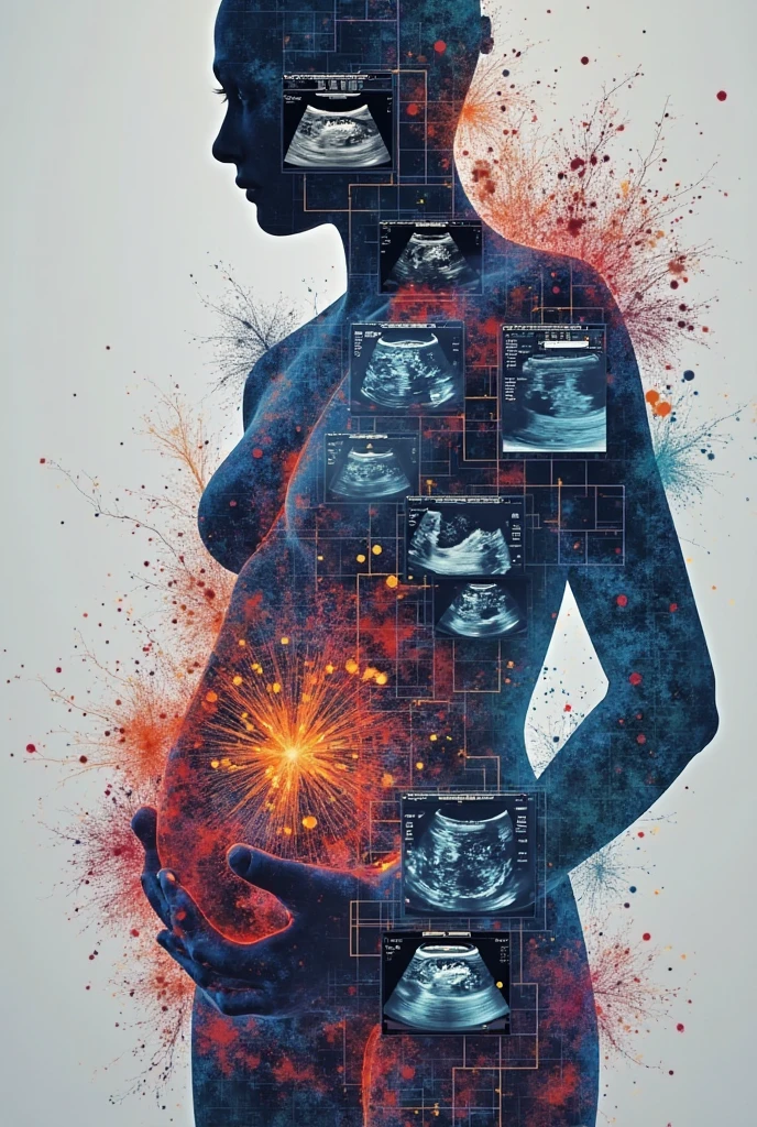 A pregnant woman whose brain and nerves have been modified