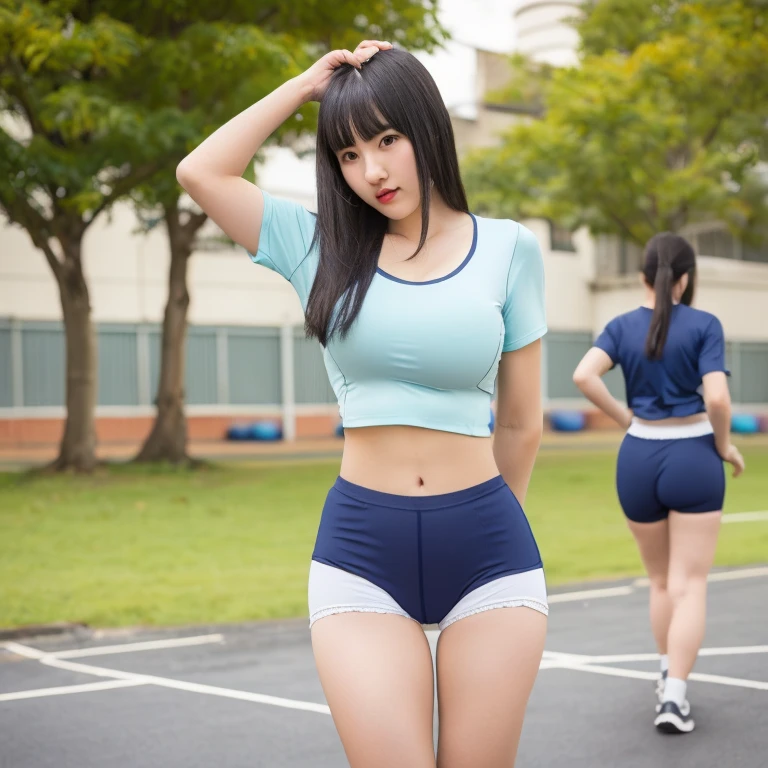 Extremely fat、1 girl、training wear