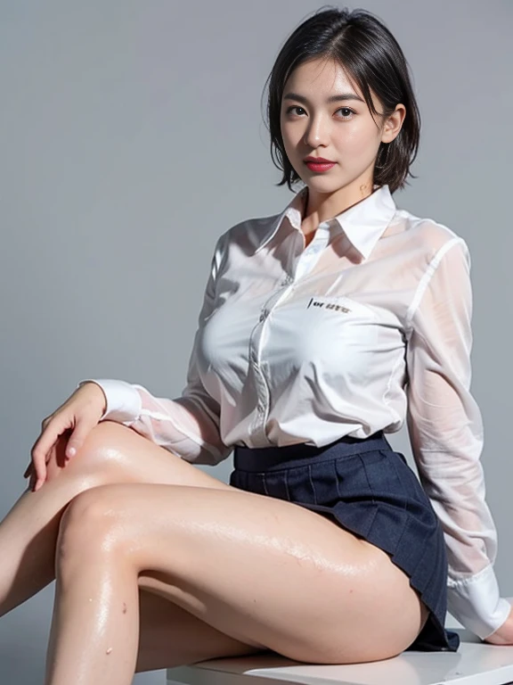 nsfw:1.4, Beautiful Japanese actresses in their 40s, Quite thin chest:2.0、flat breasts like a girl、Prominent large areola、 Open your legs、Squatting to pee、Peeing coming out of the genitals、 pissing myself and my crotch is wet.、 (masterpiece:1.2), (highest quality), (Looks like a whole body:1.3) ,(super detailed), (8k, Complex), (lens 135mm,f1.8), (realistic)(black background:1.3), portrait photography,(dynamic pose),side lighting,edge lights up,best shadow,Area light source,perfect thin anatomy,perfect face shape,perfect for women,finest female body,Improves skin texture,fine cloth pattern,precise beauty,、delicate and delicate skin,highly detailed skin,pale skin,delicate hair,glowing skin,highest quality, Realistic, 8k, khd, 1 girl, perverted woman, (Looks like a whole body:1.3), party dress,Slut, , tight mini skirt、(open chest), uniform,visible nipples, without pants, The skirt is pulled up boldly, (legs open), bend your knees and open your legs, (bob hair, brown hair),A buttoned-up shirt flaps, looking at camera、looking at the camera、smile、Female dog