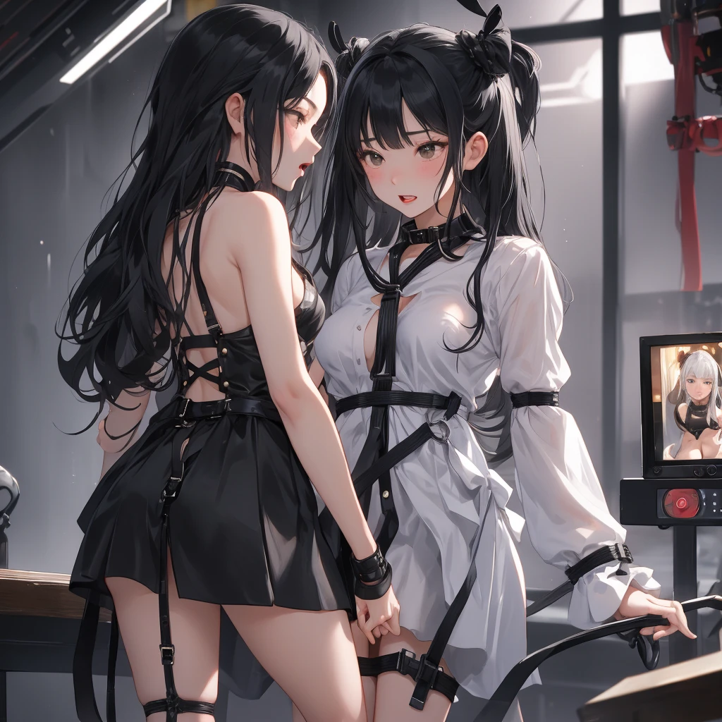 anime, black hair, cute, IZANAGI, nude, sixteen years old, erotic, She masturbates with a dildo in her pussy, She touches her nipples and looks melted by the feeling.