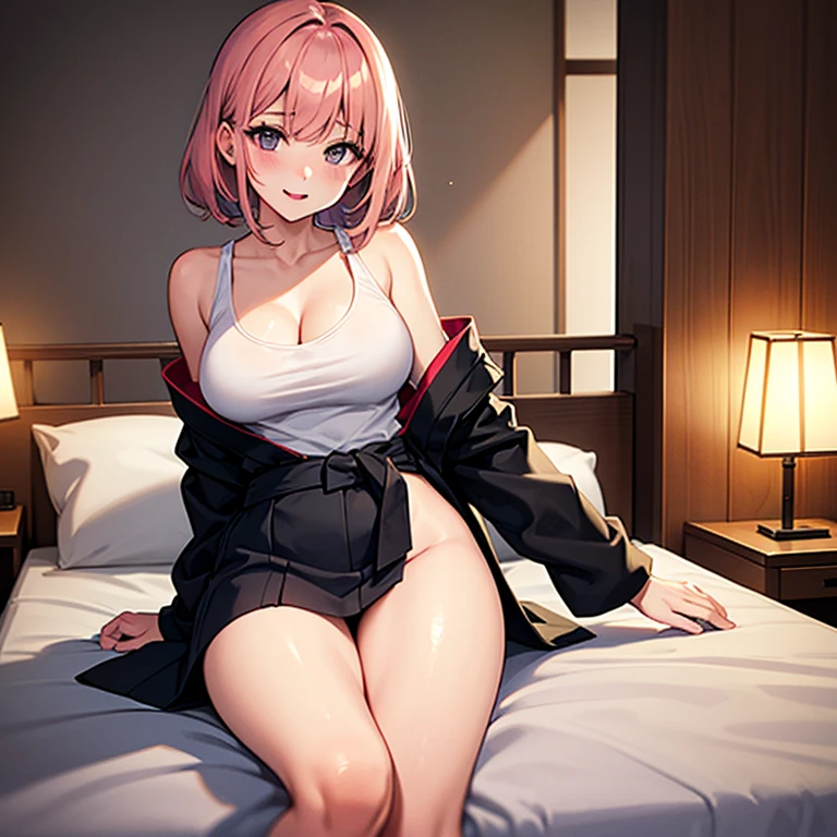 (top-quality,High resolution,(Ultra high definition,4K), (超A high resolution,in 8K),masutepiece:1.2), (Perfect Anatomy,Anatomically accurate), (Angle from below), (Soft lighting, rendered), ((cute mother and daughter)), ((Sitting on a sofa in the lobby of a luxury hotel,itting open legs)), ((Girls' High School Sailor Uniform)), (Red lace panties), (fascinated expression), (Crisp double eyelids), (Large breasts:1.3), (Soft skin), (Photorealistic), (Glowing skin), (pinkhair), (Pixie Cut)