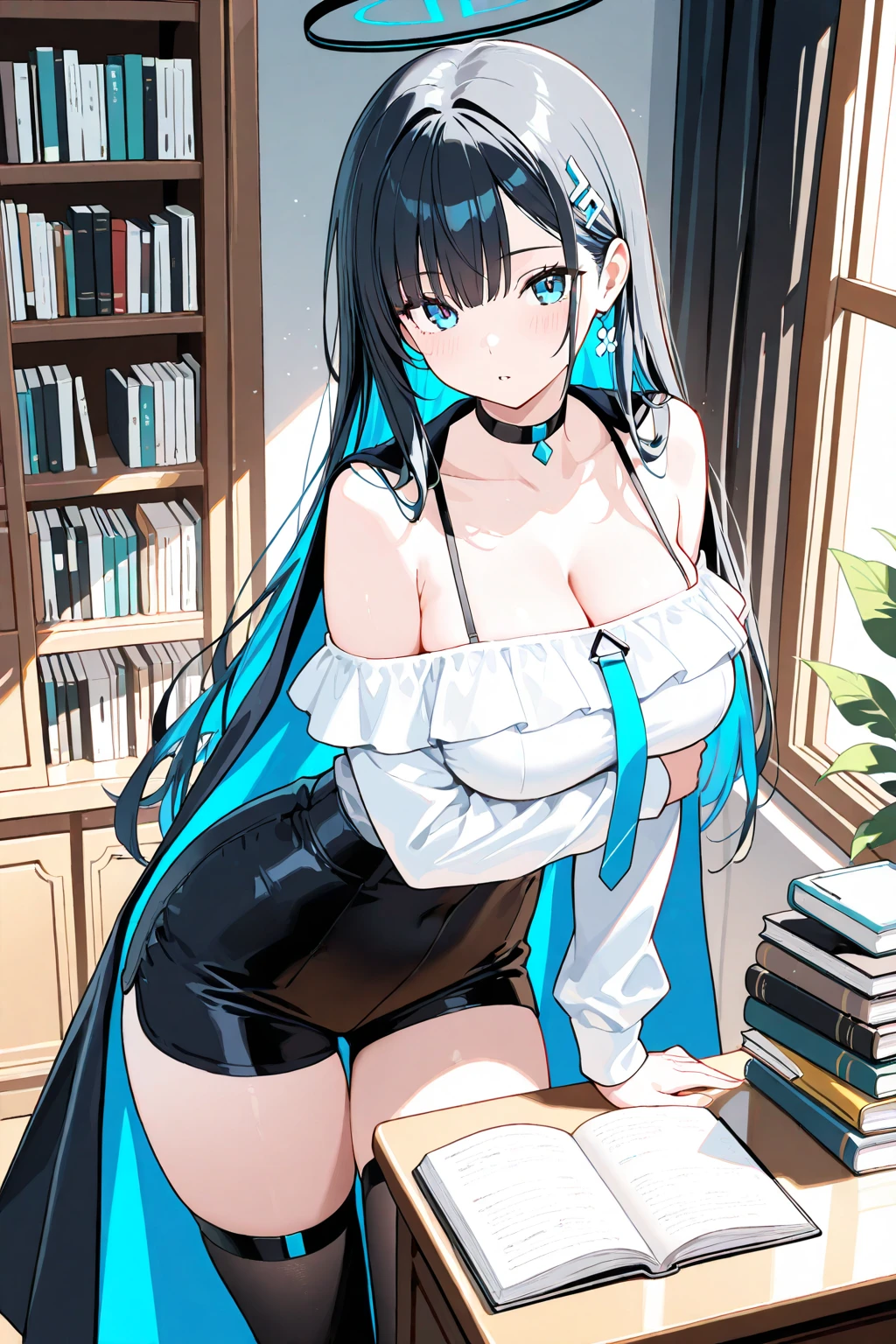 a woman with blue hair and glasses in a blue and white outfit, neferpitou, giorno giovanna, psykos one punch man, high quality colored sketch, anime girl with teal hair, full color manga visual style, best anime character design, blue scales covering her chest, female anime character, portrait of a female anime hero, short blue haired woman, colored manga panel, white haired deity, solo, de corpo inteiro, corpo atraente, cabelo longo, full body, attractive body, long hair, white cloth costume, with hair bangs similar to Trunks' hair bangs, Trunks' hair bangs, long hair, with earrings, infinity earrings