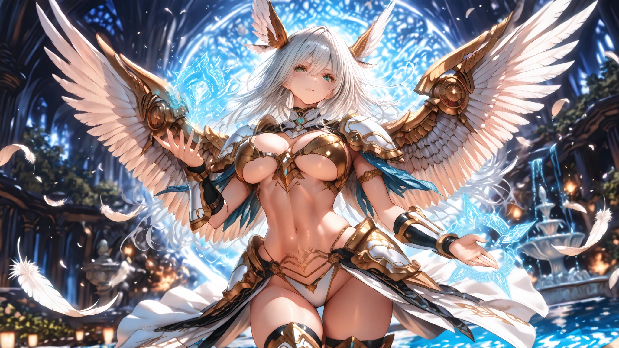 Posing in front of a large griffin、Big Boobs Anime Girl, artstation pixivでトレンド,2. 5d cgi anime fantasy artwork, Highly detailed art gems, Detailed digital anime art, Top rated on pixiv, Pixiv 3DCG, 8K high quality, detailed art,Griffon Rider,