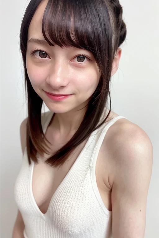 (((Highest quality,Very detailed,masterpiece,Very detailed))) ,(((Downward))),((Spread your legs)),loose breast,Camisole with showing through,one piece,barefoot,One Girl,Realistic,Bedroom、Looks sleepy