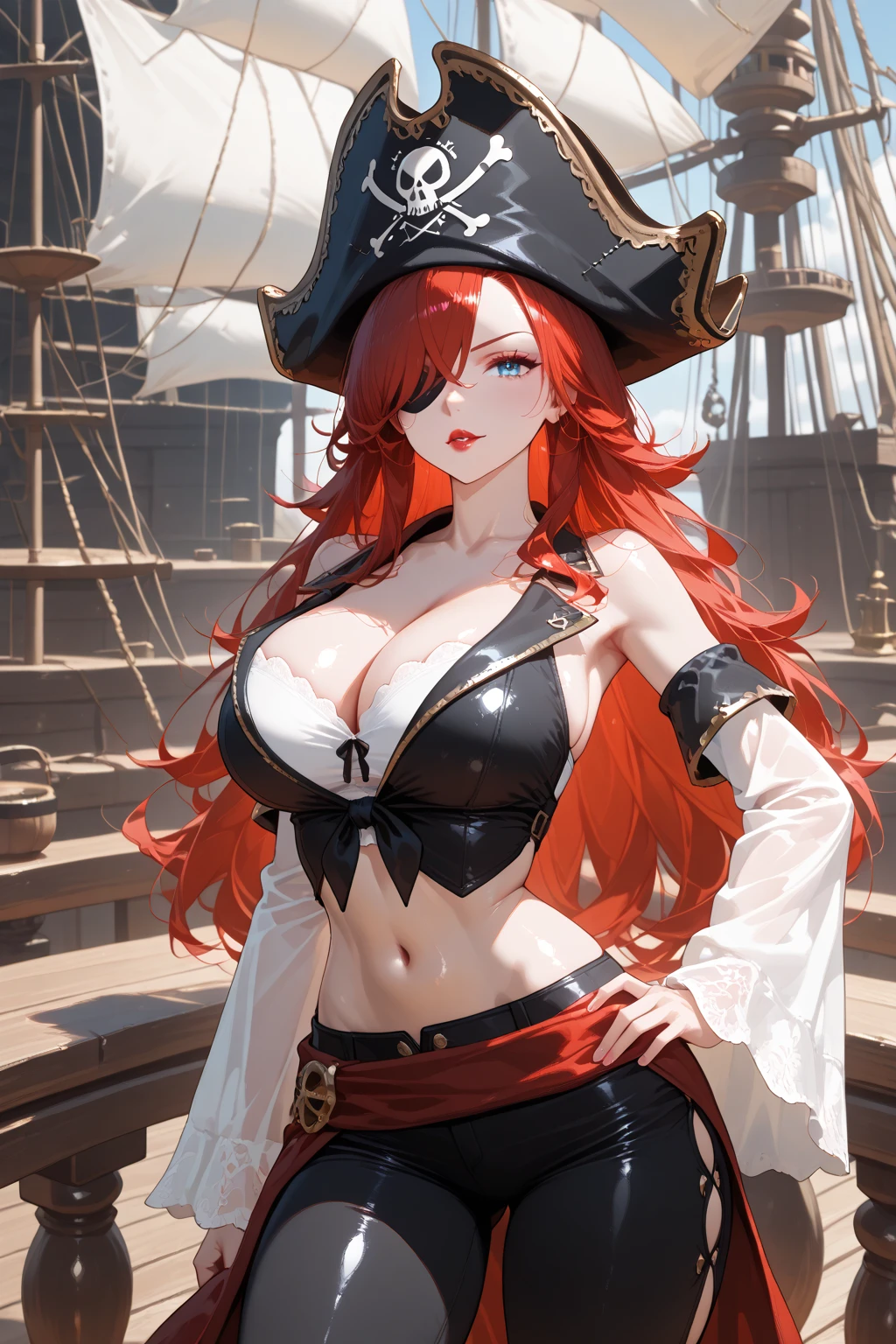 Miss fortune, league of legends, ropa pirata, mojada, pelirroja, pecas, buen cuerpo, (La mejor calidad), (Obra maestra), (Detallado)