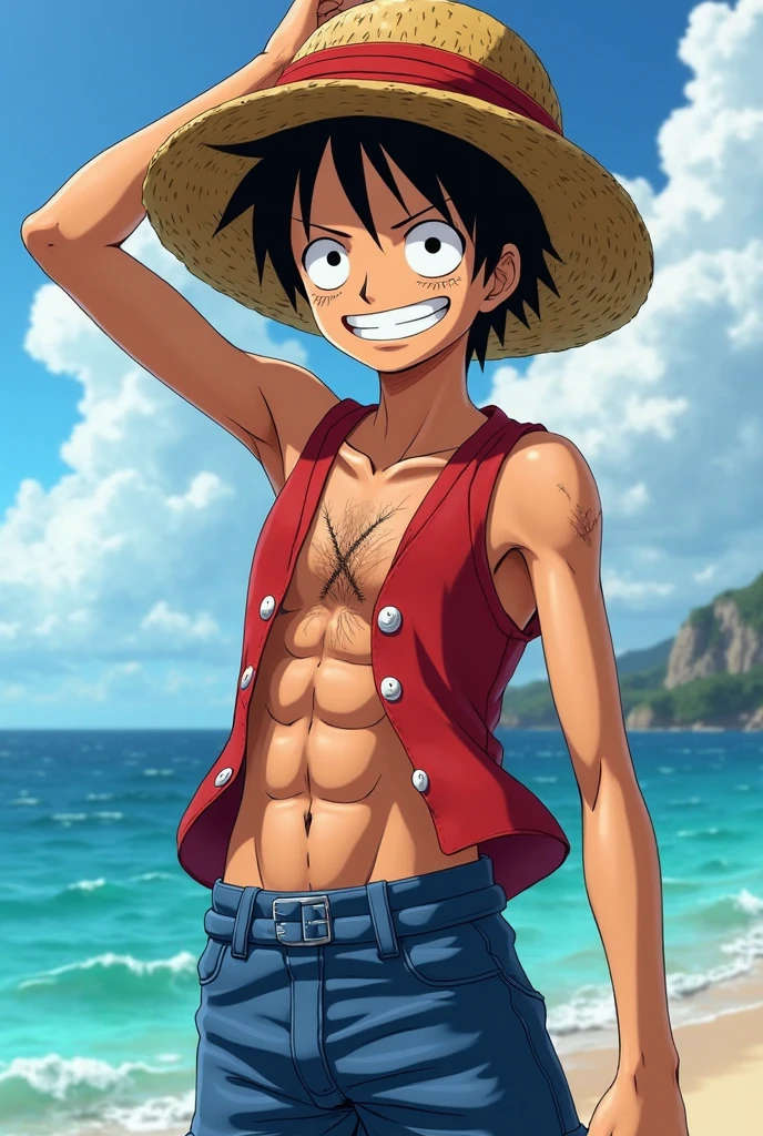Luffy en jupe et crop top