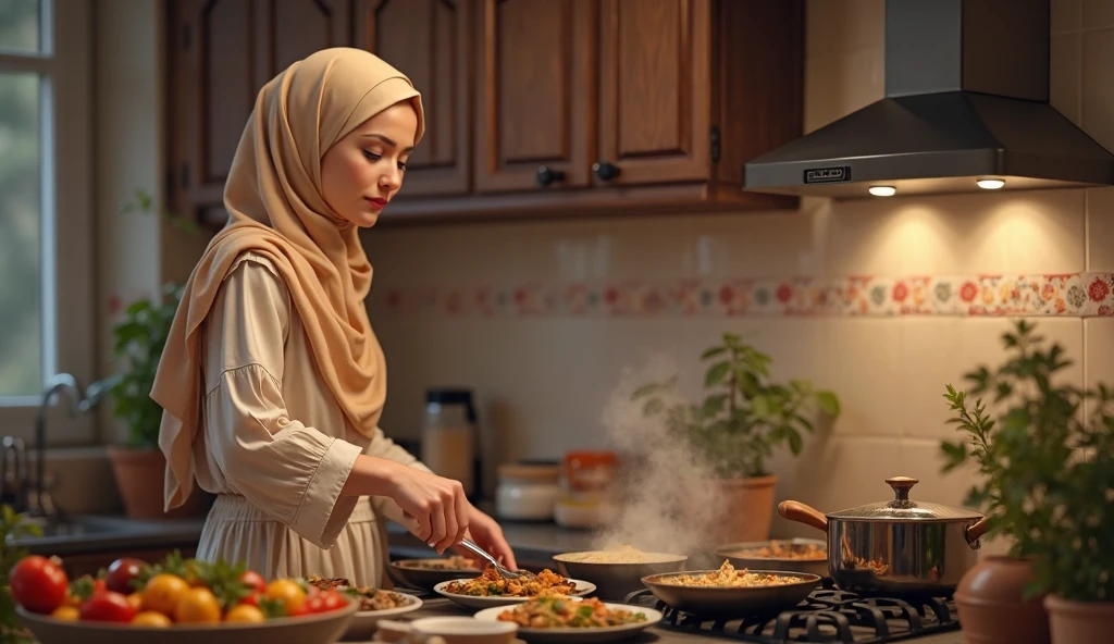 Beutiful, muslim women , making food