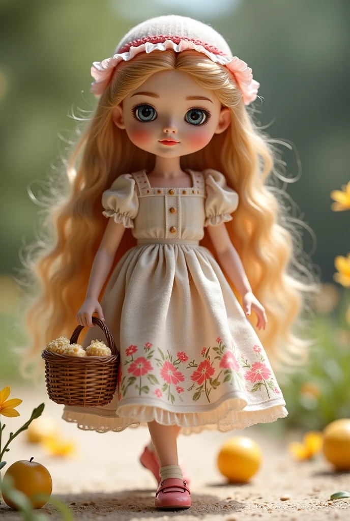 <lora:å°å¬ä¸»:0.8>,dolls,1girl,solo,flower,outdoors,standing,hair flower,blonde hair,hair ornament,long hair,blurry,brown footwear,newlyweds,
