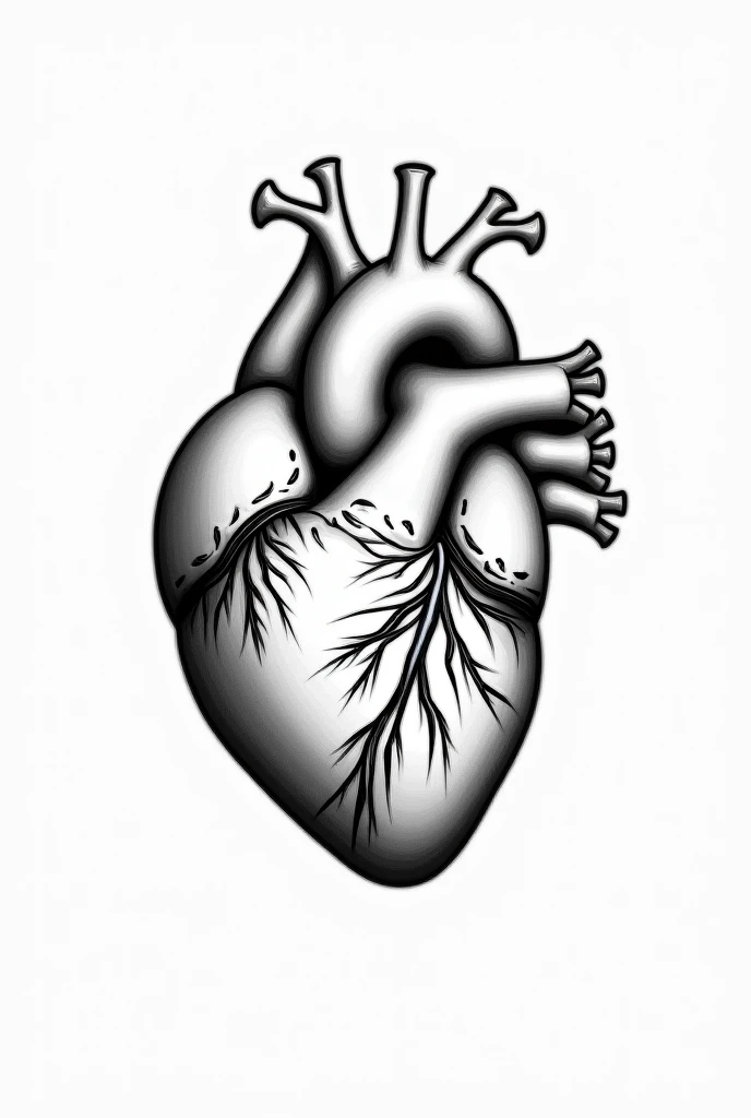 on a long horizontal black background, place a drawing of an anatomical heart in the center, anatomy book type illustration, (showing the interior) and the color of the drawing is white. The illustration style should not be realistic but rather like an old book, like sketch style, not neat and should look like it's been cut coronally showing the internal cavities