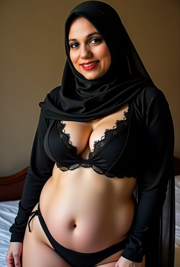 ((Ustazah Asma Harun)), ((58-Years-Old,Female Lecturer, Beauty Indonesian Mature Woman)), Black Long hair, Wearing Tight Blazer, wearing Sport bra, Wearing Long Stockings Pants, ((REALISTIC BIG BREAST)), Breast About to Burst out, PP cup Breast, Seductive Look, full body shot, depth of field, best quality photo, 2048p, 128K HDR.