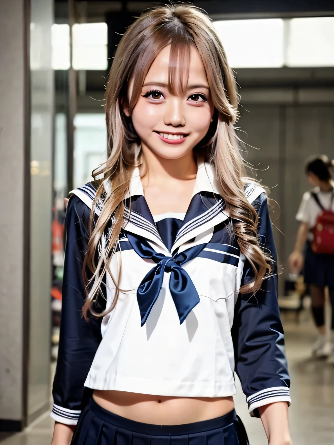 Japanese、middle School girls、14 years old、Sailor Moon、Cosplay、Bun Head、Blonde、Long Hair、smile、pose
