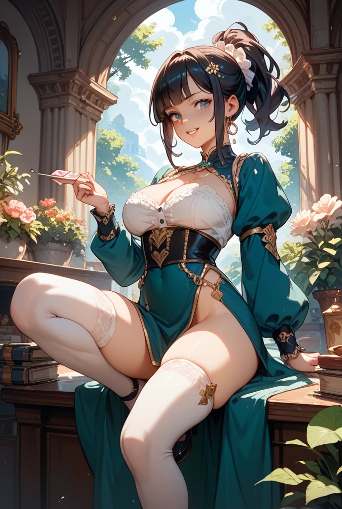 Enrich the picture,Masterpiece level quality)Beautiful 8K CG artwork,Goddess-like posture,Kneeling exercise,Slim and soft,Translucent skin,silver black hair、The aesthetic look of extra-long hair and bob hair,The skin is fair and juicy,Big JK Uniform,Perspective Part 1.2x enhanced silhouette effect,Exquisite transparent blues pattern in pajamas,The details are intricate and exquisite,The background is slightly blurred,Charming and lustful leg seduction,Extra-large big breasts,Blush,