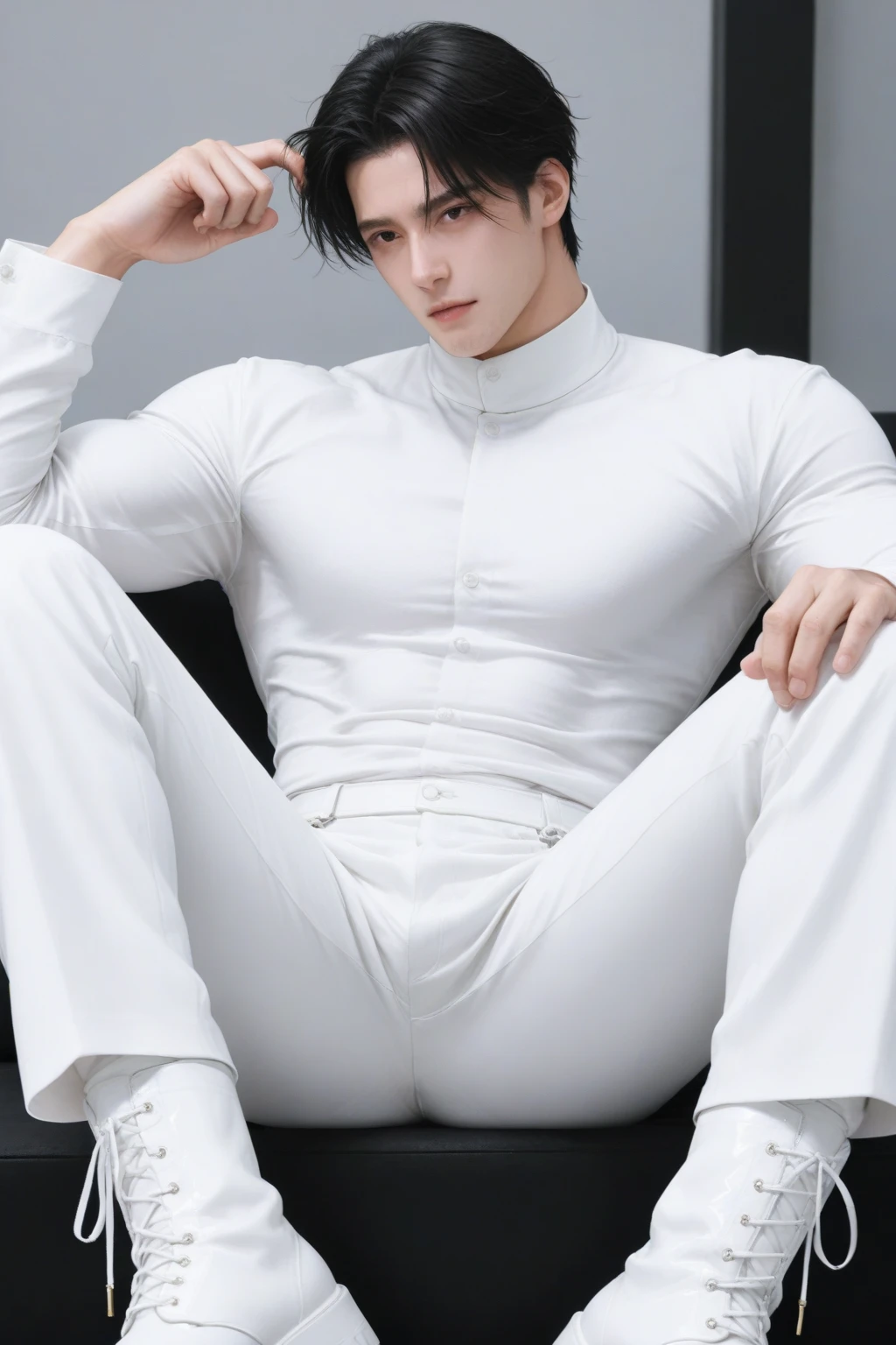 (masterpiece, best quality, 4k, photo, looking at viewer, beautiful eyes, male ballet tights, crotch bulge:1.35), (androgynous male, chess ballet, checkmate, your white king will be castrated because you played as white and lost the game, he is your chesspiece, so he depends on you entirely, but you failed and thus doomed him:1.5)