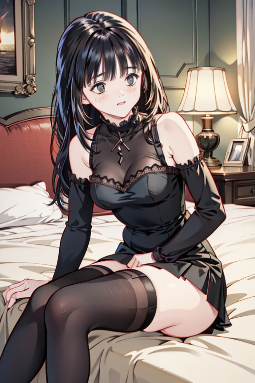 absurdres, RAW photo, extremely delicate and beautiful, masterpiece, Best Quality, ultra high resolution, 32k, hyperrealistic, ultra-detailed, perfect figure, in her 20s, delicate facial features, tearful mole, earring, big breasts, ((full body shot)), medium hair, black hair, sleeveless collared shirt, shorts,