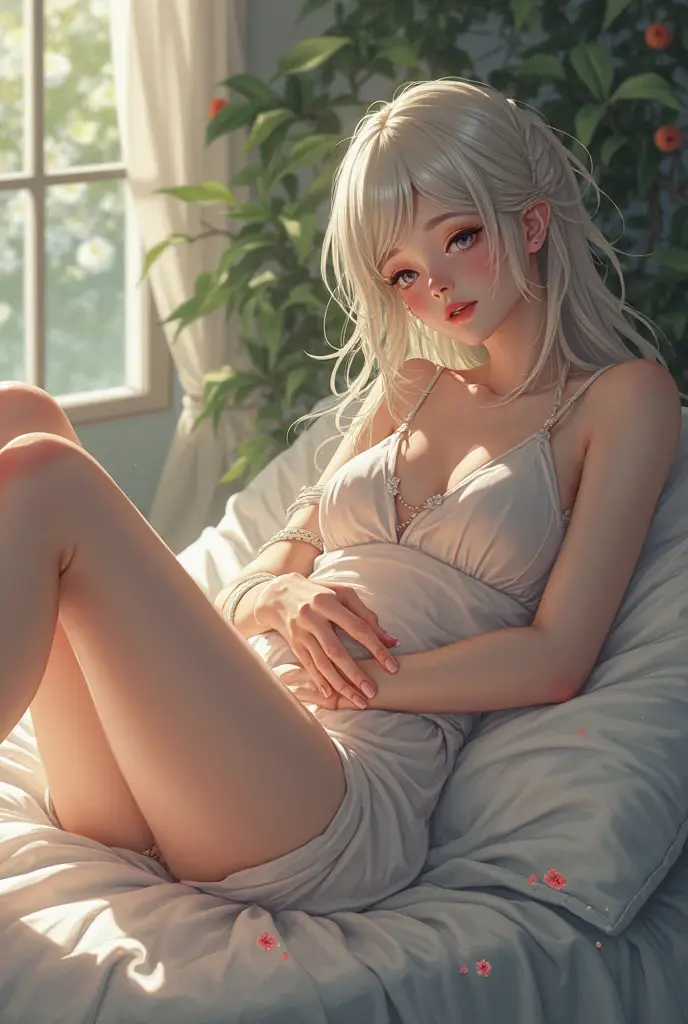 analog photo, editorial fashion photography, Best quality, masterpiece, ultra high res, (photorealistic:1.4), raw photo, 24 year old white haired woman in bed, platinum hair, wink, pink eye makeup, night, moonlight, full body, micro bikini, huge breasts, Ultra-detailed, light on the face, (shiny lips 1.4), Best Quality, The ultra-Highres, (Photorealistic:1.4), in 8k resolution, Slim Body, White-glowing skin, large full breasts, cleavage, eye level, Kodak Funsaver, Porta 160, 20mm, bokeh, in the style of Nan Goldin, textured, distressed, ((vintage)), edgy, noisy, high contrast, ralistic, ultrarealistic, 4k, hyperreal, modern, ((minimal)), high class, expensive, premium, chic, see-through