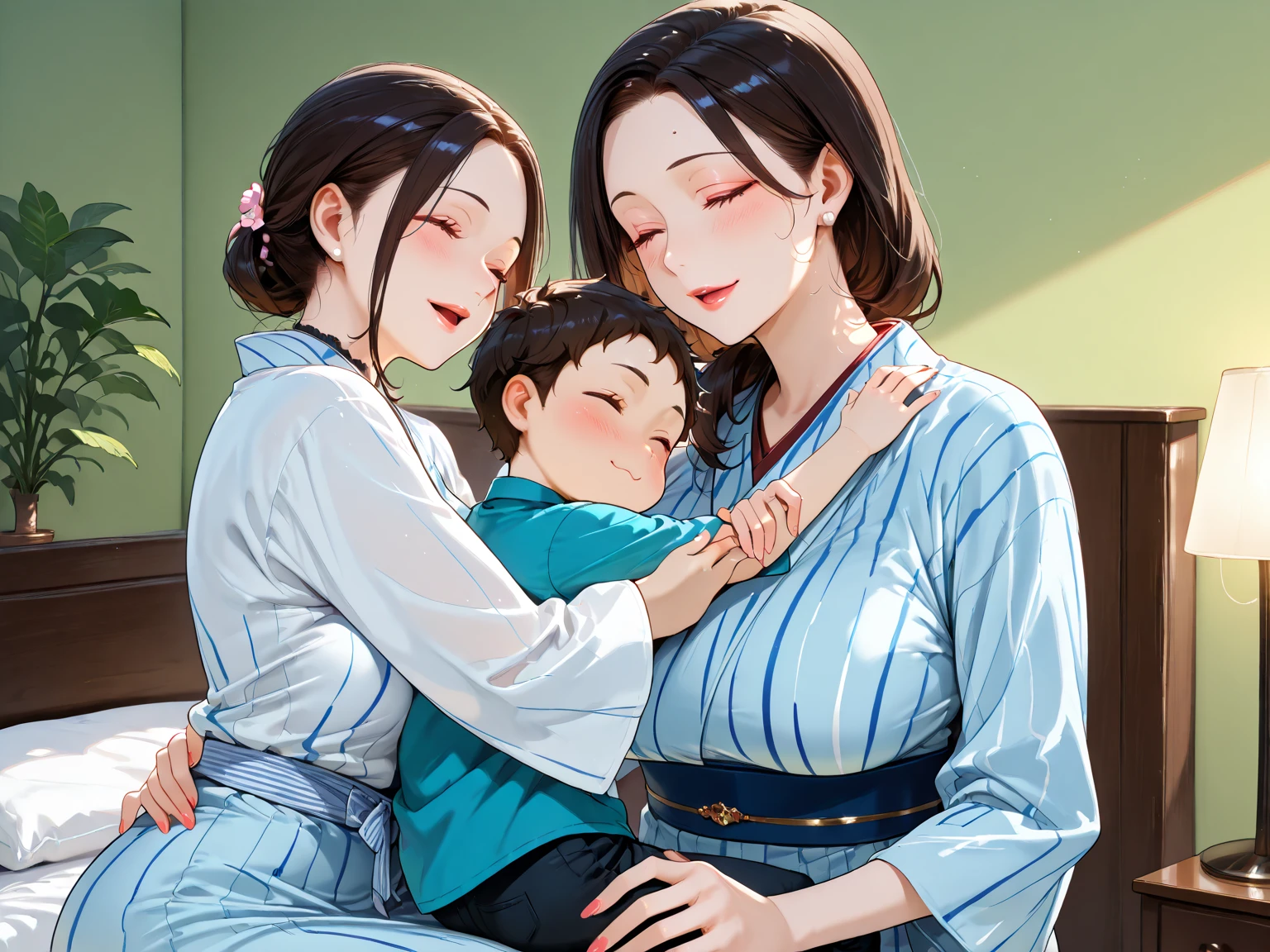 mother Holding a baby Wearing hospital clothes