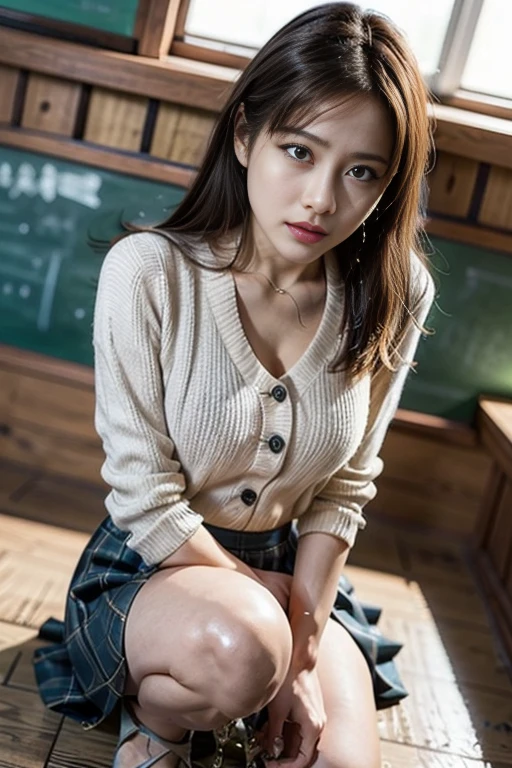 Ulchan-6500-v1.1、(RAW photo:1.2)、(Photoreal:1.4)、beautiful detailed girl、very detailed目と顔、beautiful and detailed eyes、that'that'ridiculous、unbelievable that'that'ridiculous、huge file size、Super detailed、High resolution、very detailed、highest quality、masterpiece、Kemomimi、((japanese girl' high school uniform))、enlightenment、very detailed、cg、unite、8k wallpaper、growing up、finely、masterpiece、highest quality、Highly detailed CG uniform 8K wallpaper、 light shines on your face、cinematic lighting、1 girl、16 years old、((Vagina visible))、((dynamic pose)))、(camel toe)、(M-shaped spread legs where you sit with your knees up and your legs bent.))classroom、big breasts