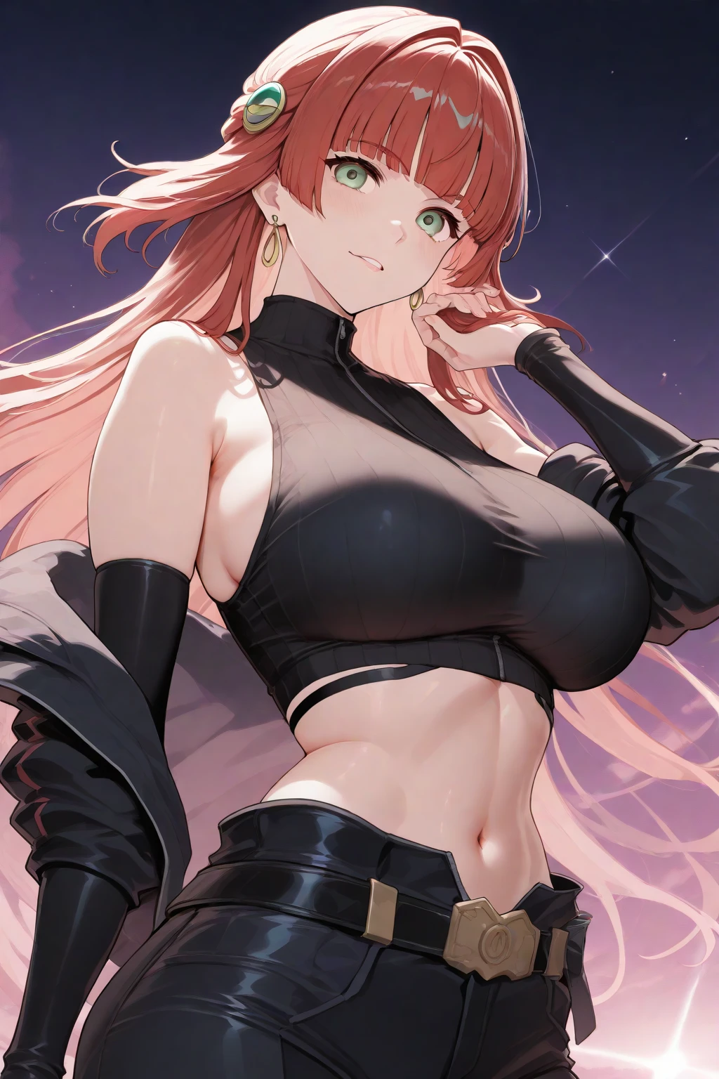 fate series female character, fantasy arts, masterpieces, ultra sharp, best lighting, 4K quality work, character blueprint, high pony tail, ribbon on hair connection, cross