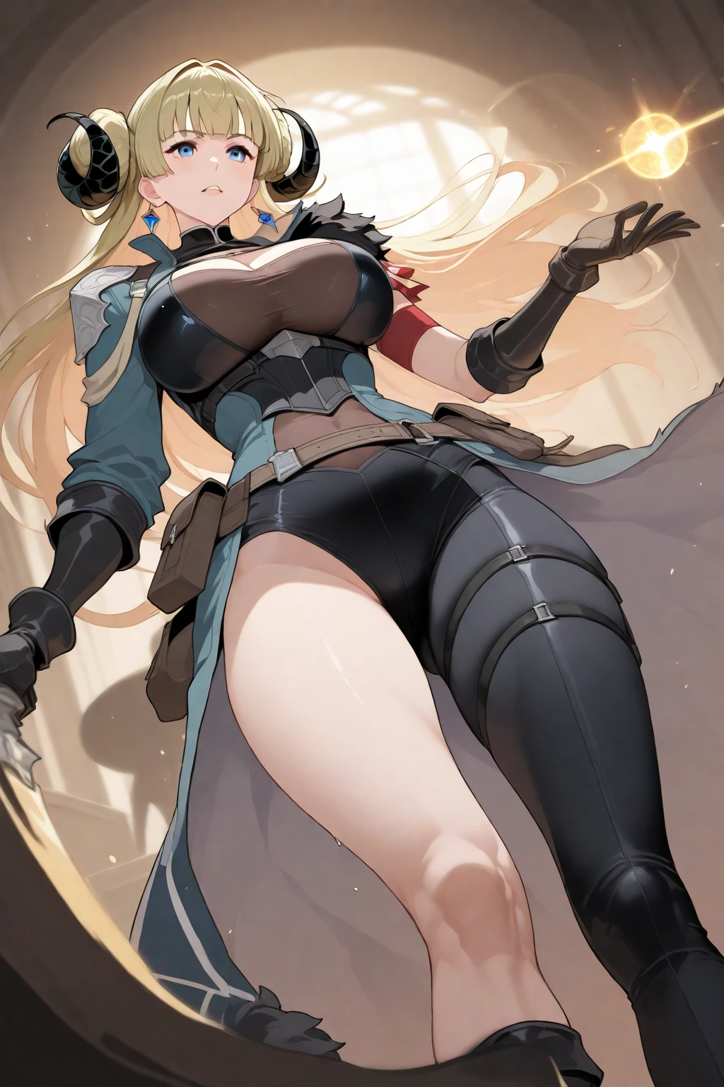 imagine a character, big quality, full 4k resolution, very detailed, full body, standing, 1girl, mature woman, solo, inspired by Navia= 1:100,  standing, spread_legs , ((boobs_showing)), boobs_out, breast exposed, miniskirt, blouse, open blouse, tight panties, micro panties,  panties around legs = 1:5,tight_thigh_stockings, hels shoes, revealing clothing, medium breasts, hips bones, long curly blonde hair, blue eyes almond, tongue out, open mouth, excesive female pubic hair, clitoris, pussy peek, pussy_juice_puddle, pussy_juice_stain, public indecency, anime style=1:5, simple background, white background, nfsw 