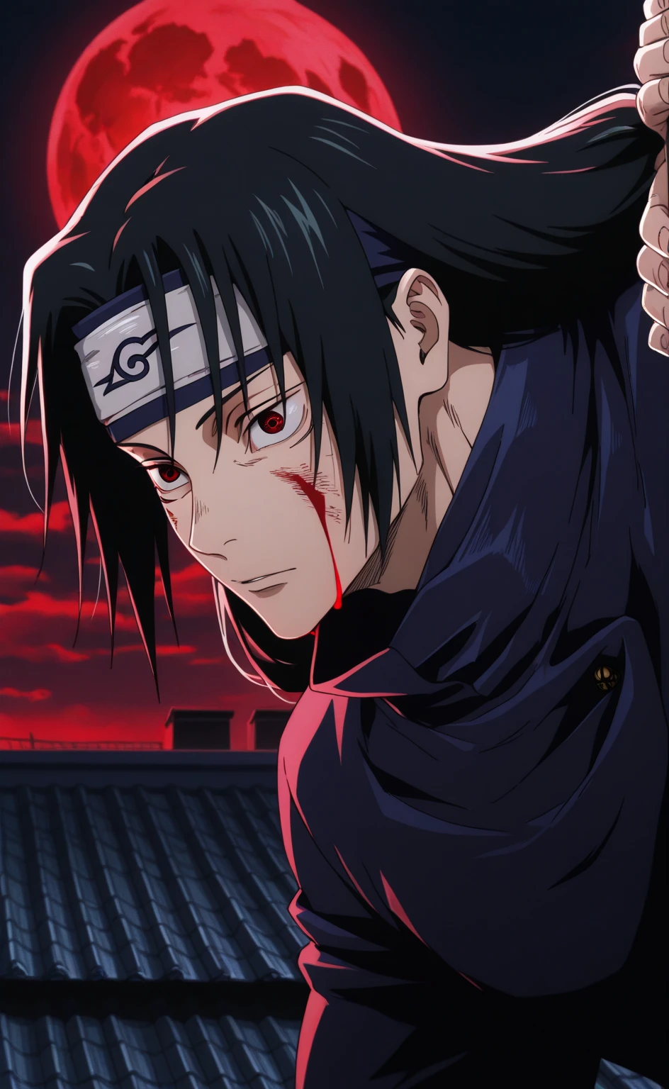 sasuke uchiha, akatsuki cover, akatsuki, sharinggan, inspired by Kanō Hōgai. Extremely detailed, Extremely realistic, UHD, 8K, RAW, best photography, best scene,